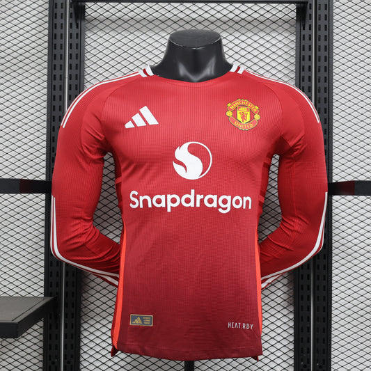 2024/25 Manchester United Home Long Sleeve Shirt for Men, Manchester United Jerseys Name and Number customizable, 10-20 Days to Delivery in Your Address