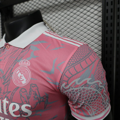 2024-25 Real Madrid Dragon Pink Shirt for Mens, Name Number Customised  Real Madrid Pink Jerseys for Adults, Player Version