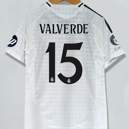 2024/25 Real Madrid Home Shirts VALVERDE#15 for Men, Real Madrid VALVERDE Jerseys Name and Number customizable, 10-20 Days to Delivery in Your Address