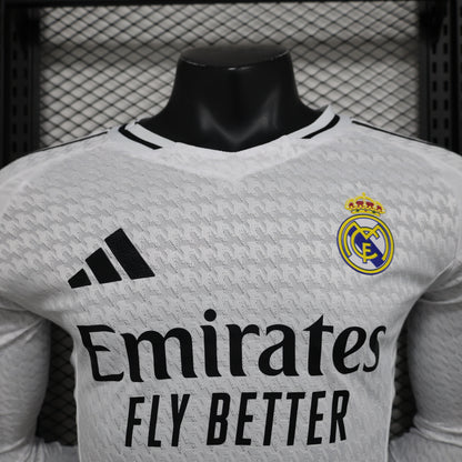 2024/25 Real Madrid Home Long Sleeve Shirt for Men, Real Madrid Jerseys Name and Number customizable, 10-20 Days to Delivery in Your Address