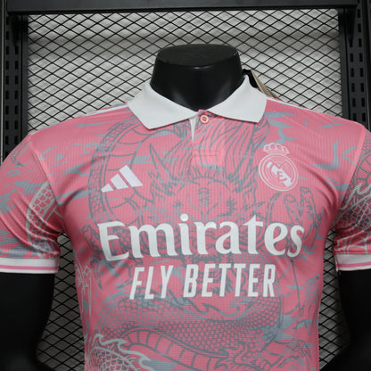 2024-25 Real Madrid Dragon Pink Shirt for Mens, Name Number Customised  Real Madrid Pink Jerseys for Adults, Player Version