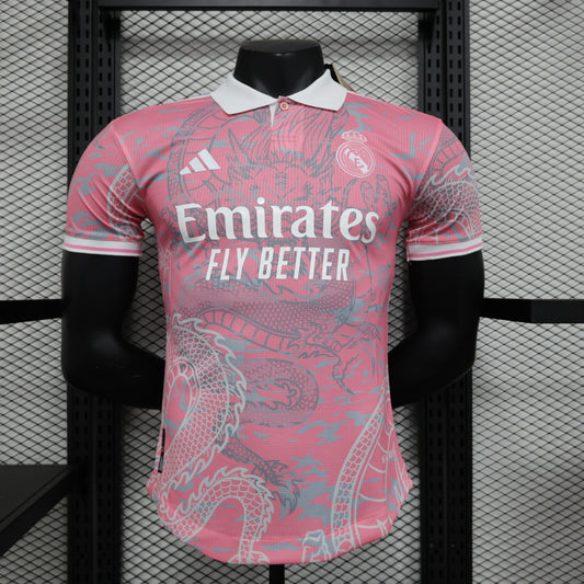 2024-25 Real Madrid Dragon Pink Shirt for Mens, Name Number Customised  Real Madrid Pink Jerseys for Adults, Player Version