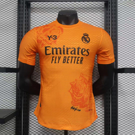 2024-25 Real Madrid Y3 Orange Shirt for Mens, Name Number Customised  Real Madrid Y3Football Jerseys for Adults, Player Version